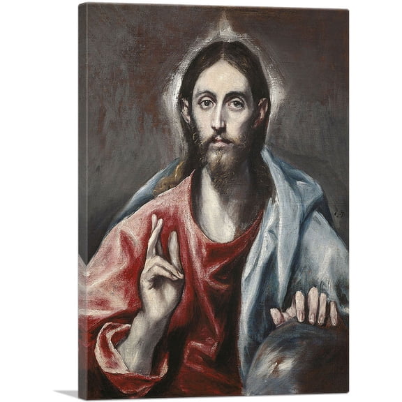 ARTCANVAS Christ Blessing Canvas Art Print by El Greco - Size: 12" x 8" (0.75" Deep)