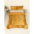 thumbnail image 3 of DecorAvenue Ultra-Luxe Crushed Velvet Duvet Cover, Boho Bedding UO Comforter Donna Cover, California King Size 3 Pieces Set 1 Comforter Cover and 2 Pillow Shams Gold Yellow Color, 3 of 5