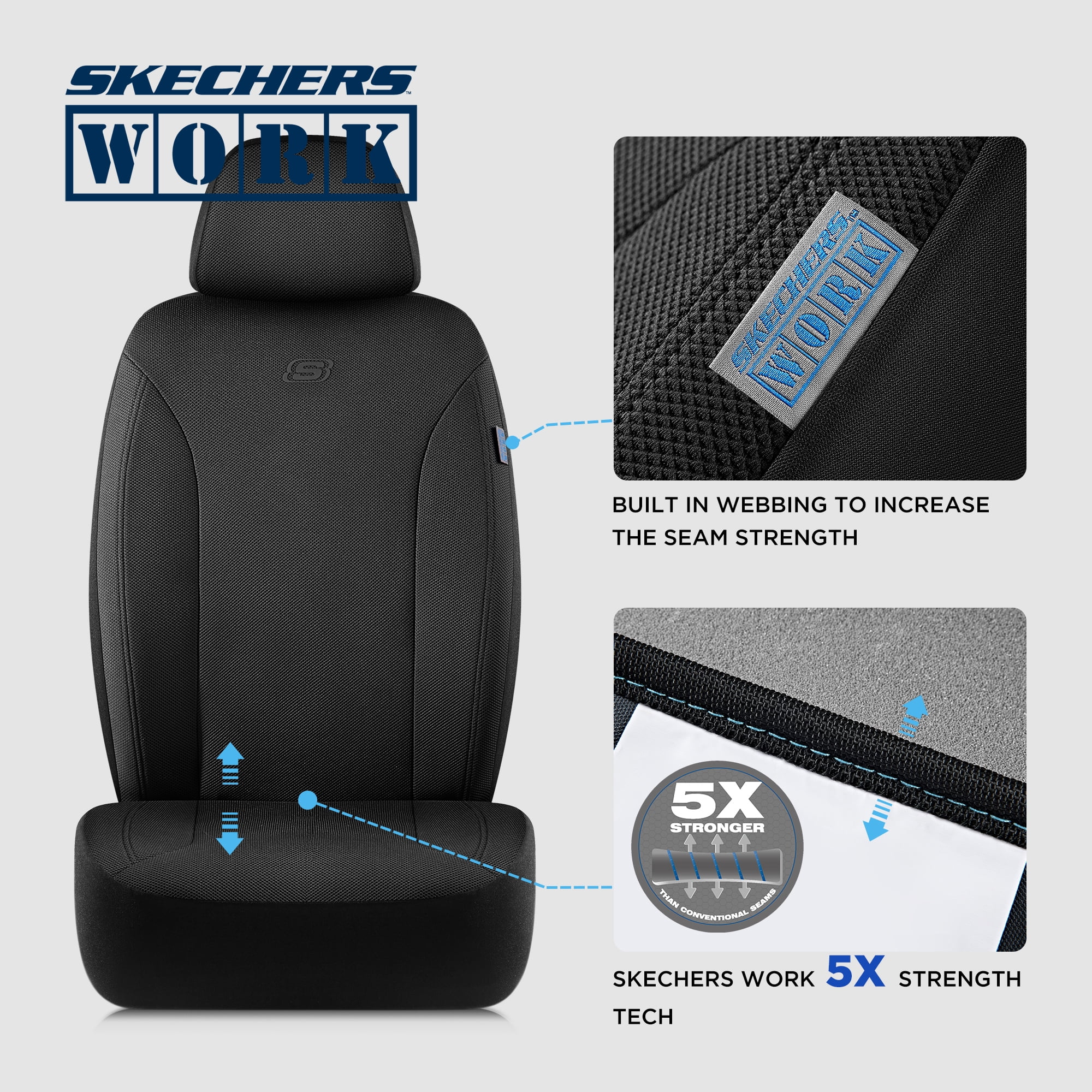 Skechers Car Seat Cover Jacquard Front Seat Cover Universal Fit For Most Cars SUVs and Vans Black Color Walmart