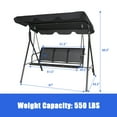 thumbnail image 2 of Gymax Black Outdoor Swing Canopy Patio Swing Chair 3 Person Canopy Hammock, 2 of 10