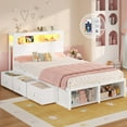 thumbnail image 7 of Twin Size Platform Bed Frame with 6 Storage Drawers & LED Headboard for Bedroom,Morden Metal bed with Power Outlets & LED Lights, 2 Footboard Cubbies,Space-Saving,No Box Spring Neded,White, 7 of 7