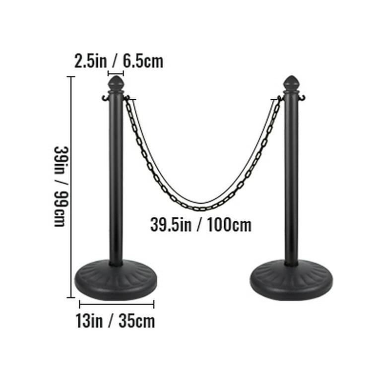 RCH Supply Company Lightweight Plastic Crowd Control Queue Line Barrier Chain, Black