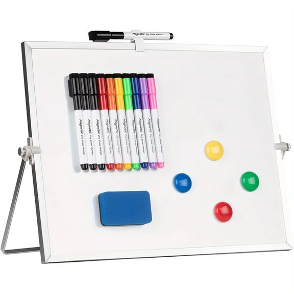 CCOCC Double-Sided Magnetic White Board with Stand,16"X12"Dry Erase Board with Stand,Desktop Whiteboard Easel,Portable Small White Board Dry Erase for Drawing,Office,Home