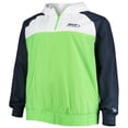 thumbnail image 2 of Men's New Era Neon Green/College Navy Seattle Seahawks Big & Tall League Raglan Quarter-Zip Hoodie, 2 of 3