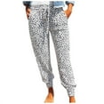 thumbnail image 2 of QUINDOS Women Pants Casual Taper High Waisted Ankle Length Sweatpants Leopard Loose Pants with Pockets, 2 of 8