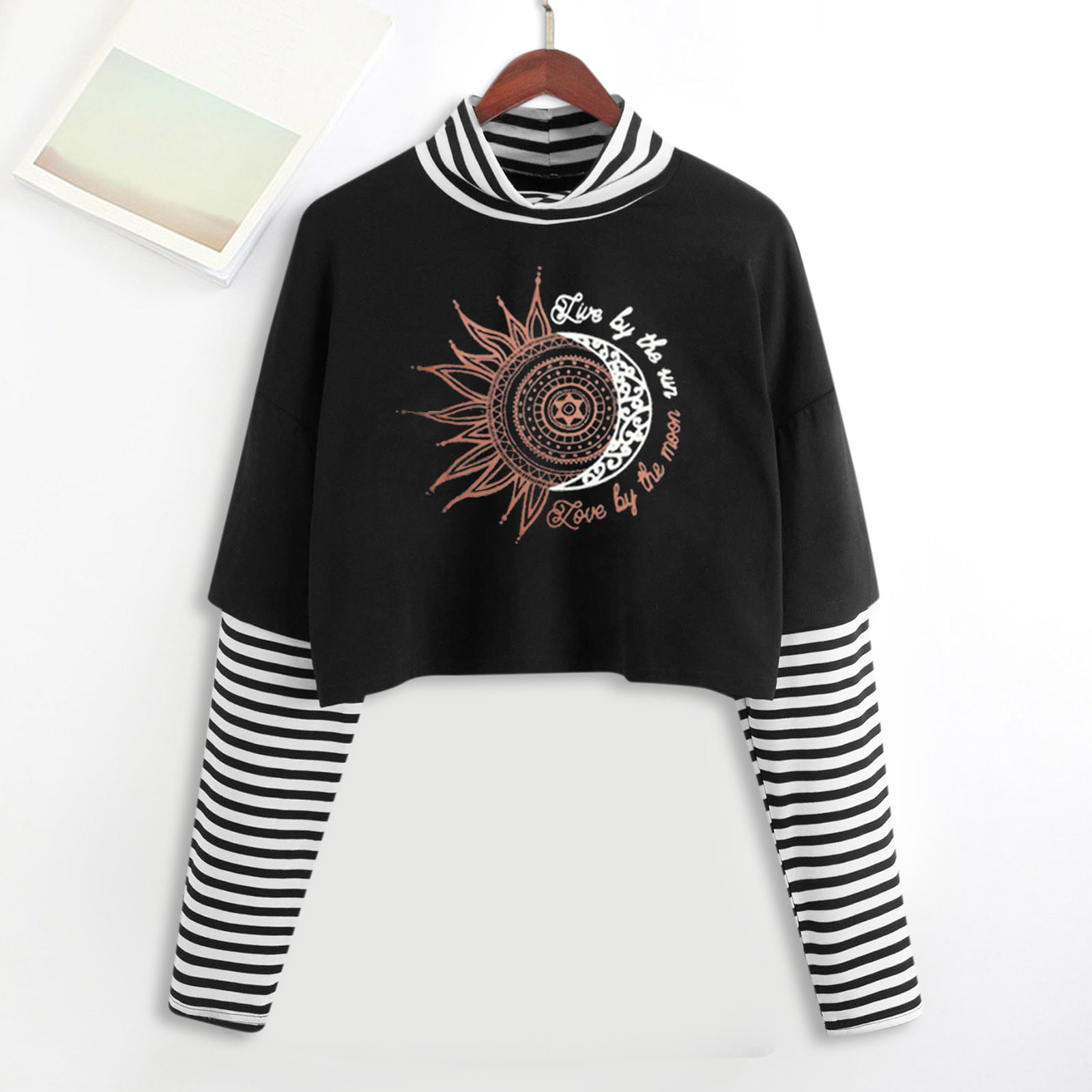 Misaky Long Sleeve Tops for Women Fashion Casual Round Neck Letter Printed Loose Sweater 