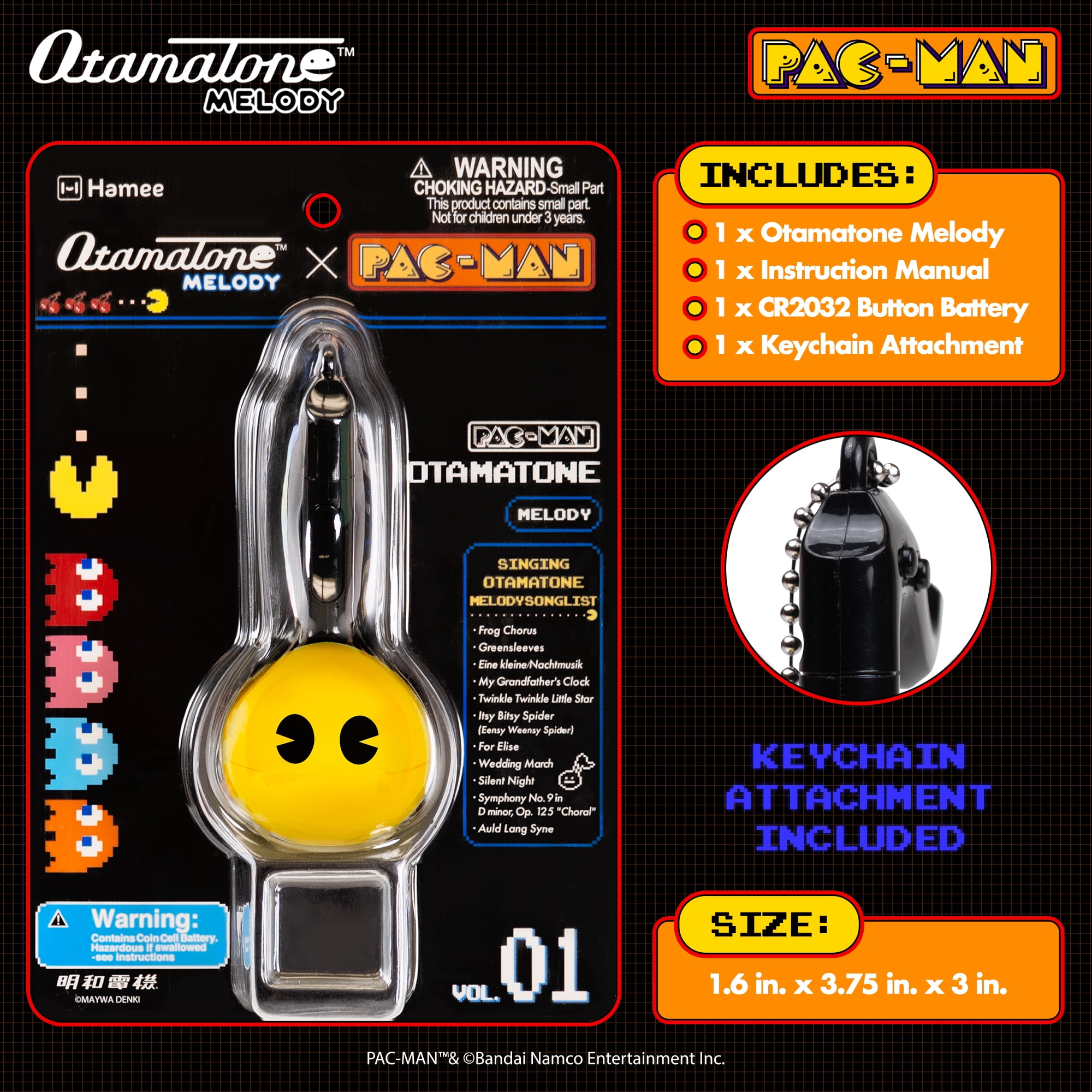 Otamatone Melody Original PAC-Man Electronic Portable Music Toy Player Synthesizer from Japan by Maywa Denki Officially Licensed Merchandise with English Instructions Keychain Accessory - PAC-Man