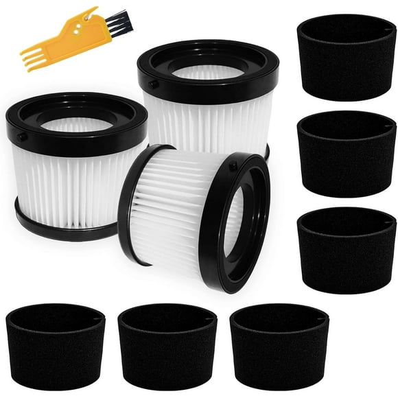 DCV5011HH DCV501HB HEPA Filter Compatible with DEWALT DCV501HB 20V Cordless Handheld Vacuum, 3 HEPA + 6 Foam Sleevers + 1 Cleaning Brush