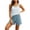 Blue, variant on Miqool Women's Cotton Striped Pajama Sets Built-in Bra Tank Top Elastic Waist Shorts Soft Sleepwear 2 Piece Lounge Set