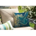 thumbnail image 3 of Paint Blue Green and Gold Liquid Marbling Ink Marble Abstract Pattern Aqua Nature Stone Turquoise Water Throw Pillow Case 18 x 18 Inch Decorative Cotton Linen Cushion Cover for Sofa Couch Bed, 3 of 5