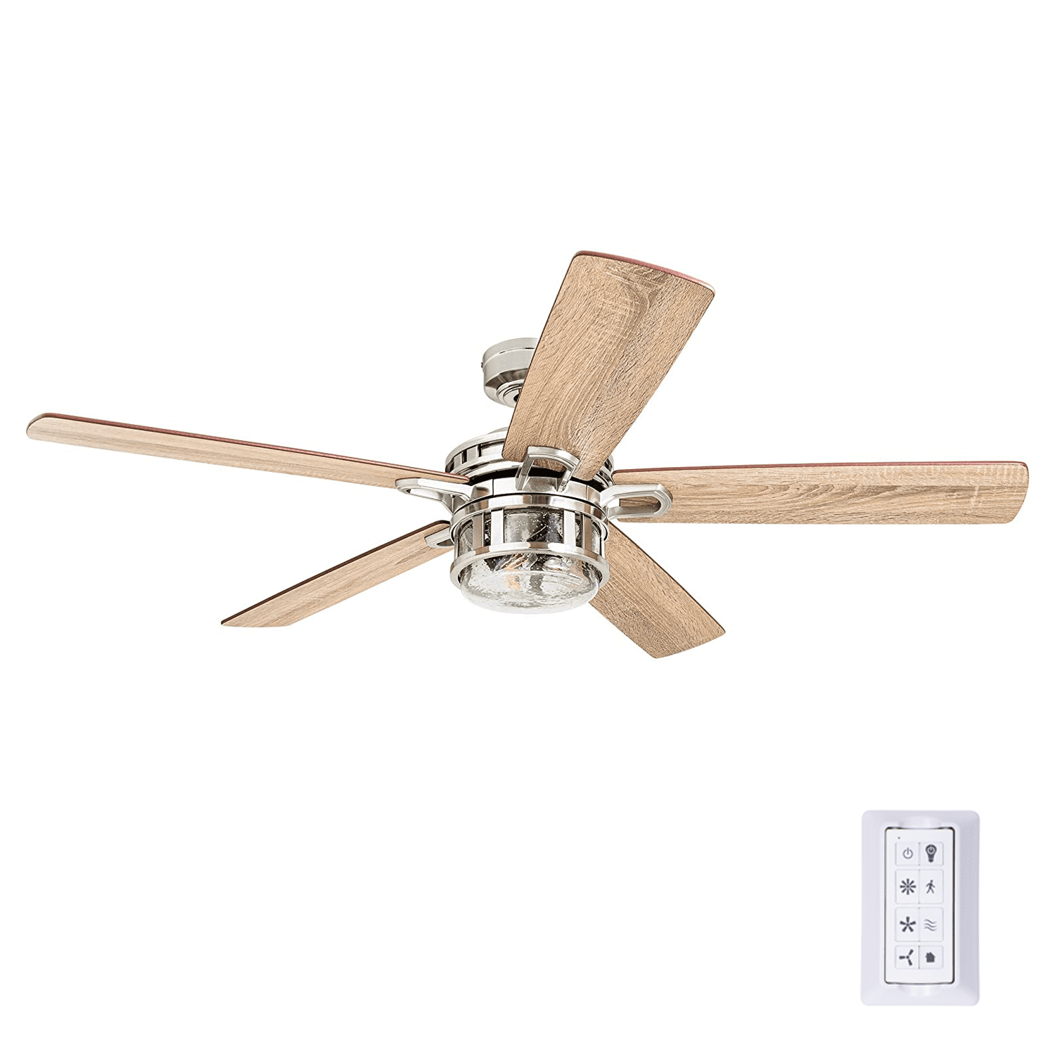 52" LED Edison Bulb Brushed Nickel 1 Light Indoor Ceiling Fan 