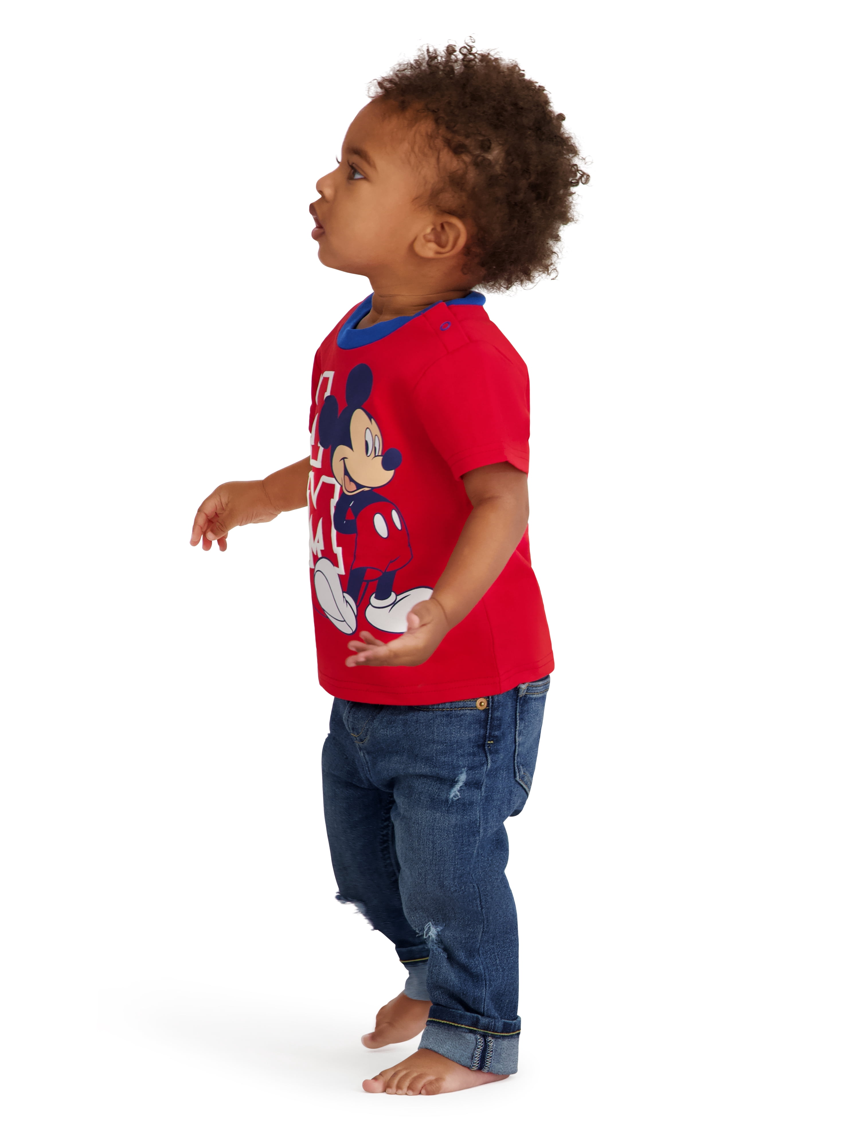 Mickey Mouse Baby Boy 2 Pack Short Sleeve Tee Shirts, Sizes 0/3 Months-24 Months