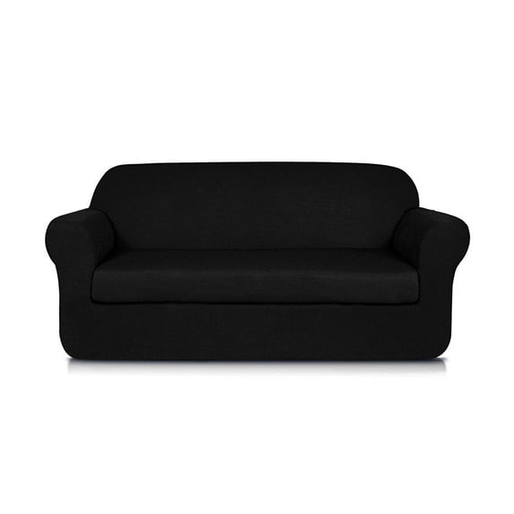 Subrtex 2-Piece Jacquard Spandex Stretch Couch Slipcovers,Sofa,Black