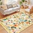 thumbnail image 4 of NewBuros 6'x9' Area Rug, Boho Floral Washable Rug, Non Slip Stain Resistant Soft Low Pile Rug for Living Room, Bedroom, Dining Room & Office, Ivory Yellow, 4 of 11