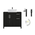 thumbnail image 3 of PULUOMIS 36 Inches Bathroom Vanity in Black Finish with Square Ceramic Vessel Sink, Single Bathroom Vanity with Top, 2-Door Cabinet and 2 Drawers, 3 of 17