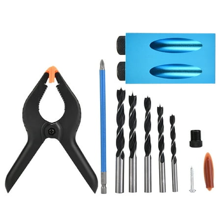 

Brrnoo Pocket Hole Drill Guide 34pcs 15° Pocket Hole Drilling Kit Woodworking Oblique Drill Guide Set Positioner Locator Tool Woodworking Joint Tool