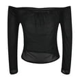 thumbnail image 4 of JGGSPWM Women's Mesh Sheer Tops Off The Shoulder Long Sleeve See Through Shirts Going Out Party Club Outfits Black XXXL, 4 of 8