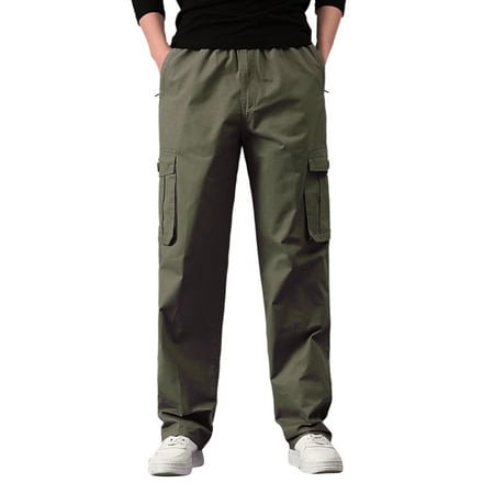 WEAIXIMIUNG Insulated Work Pants Men Mens Fashion Solid Loose Plus Size Pocket Lace Up Pants Overall