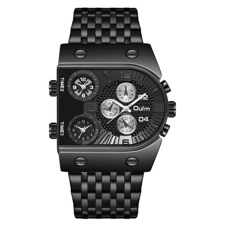 Fashionable Men's Sports Watch Analog Multi Time Zone with 3 Quartz Movement