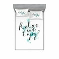 thumbnail image 2 of Saying Bedding Set with Sheet & Covers, Modern Typographic Style Relax and Enjoy Message with Ink Splatter, Printed Bedroom Decor 2 Shams, 4 Sizes, Baby Blue Black, by Ambesonne, 2 of 3