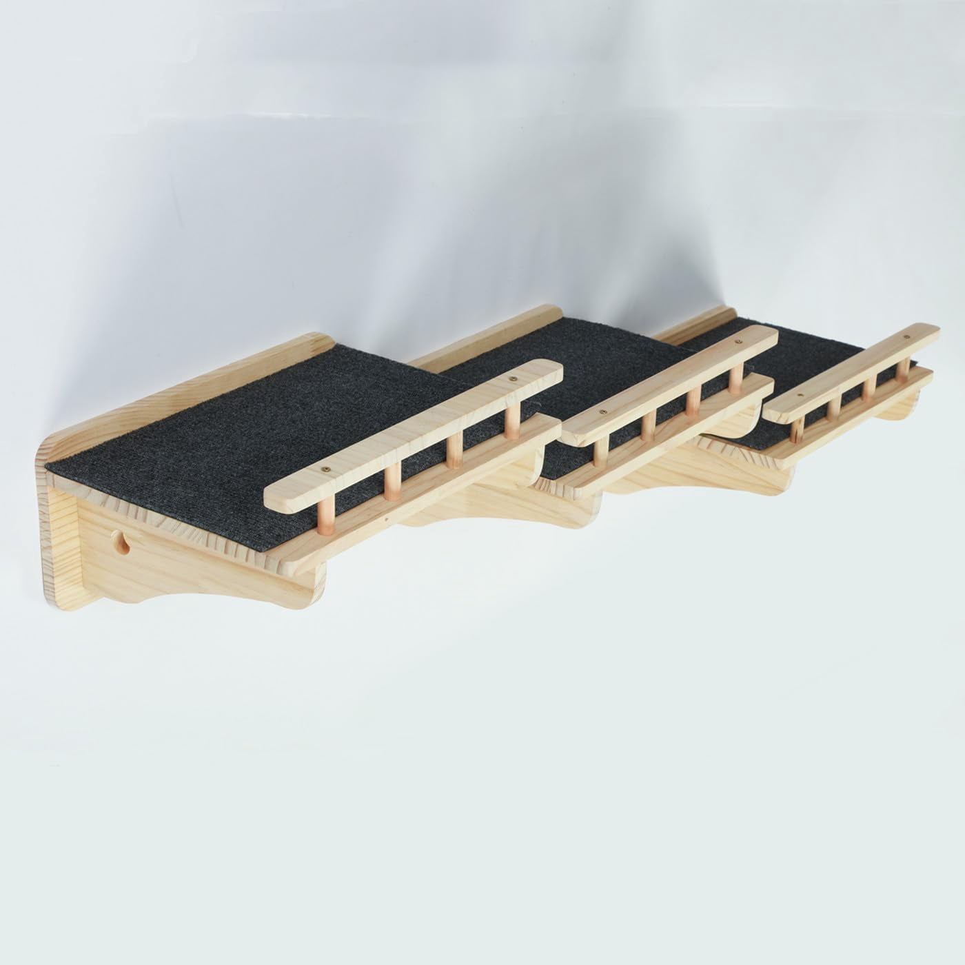 47.2" X 11.8" Solid Wood Wall Mounted Cat Shelves  Superhighway Walkway Balcony With Guardrail Furniture Steps Stairs Perch