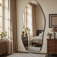 thumbnail image 3 of Antok 76"x36" Teardrop Full-Length Mirror with Stand - Elegant Floor Mirror, Shatterproof, Freestanding/Wall Mount, for Bedroom, Dressing Room, Reinforced Black Frame, 3 of 9