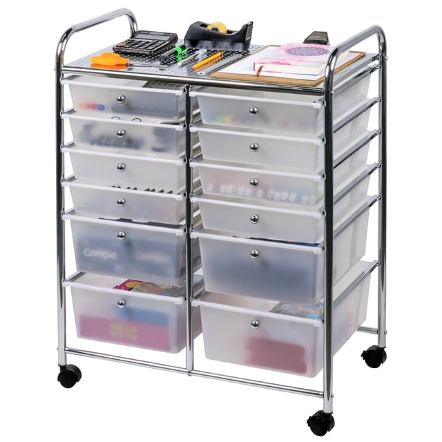 Magma Life Carrito Organizador con 12 Cajones y Ruedas, Resistente Organizador Multifuncional hecho de PP y Estructura Tubular