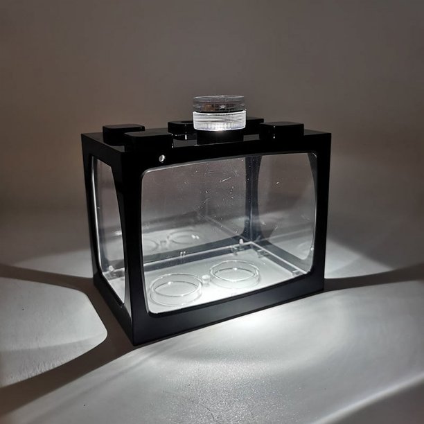 Pecera pequeña, pequeña, creativa, ecológica, de escritorio, micropaisaje, cubo, pecera, mini acuario de peces tropicales con luces LED