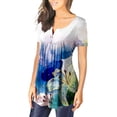 thumbnail image 3 of ALLLIST Short Sleeve Women's Tops Henley Plus Size Tunic Blue Trendy Floral Holiday Blouses Women's Clothing, 3 of 6