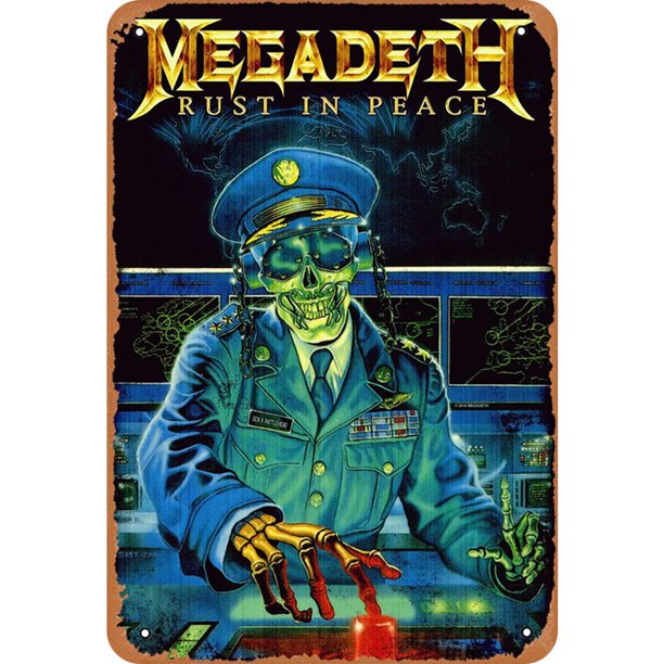Placa Metal Vintage Megadeth Pintura Hierro Rectangular Del Pared 20x30cm
