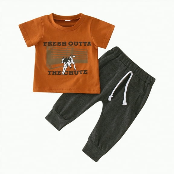 Baby Clothes Boy Toddler Set Kids Spring Summer Cotton Round Neck Print Short Sleeve Casual 18-24 Months 2t 3t 4t 5t 6t Children Clothing Sleepwear Outfits 2 Piece