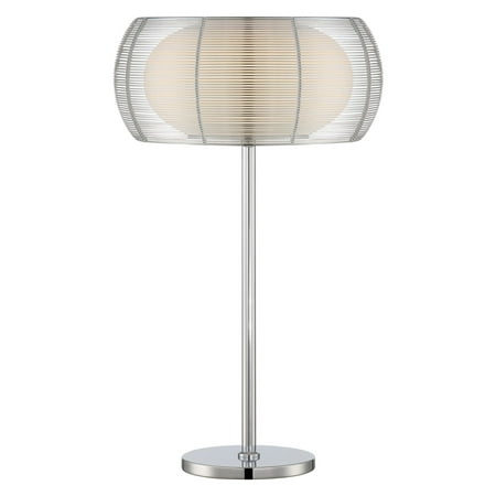 Lite Source Lanelle 2-Light Table Lamp, Chrome Finish with Metal, Frost Glass Shade