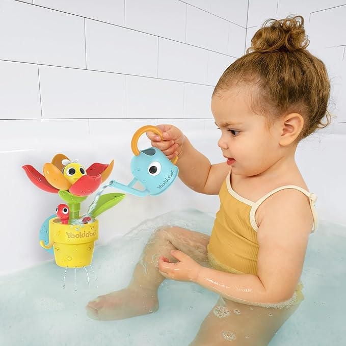 Yookidoo Arrosoir Jouet de Bain pour Bébé (1-3 ans) Arroseur d'abeilles avec 3 pièces mobiles (sans moisissure) - Se fixe à la paroi de la baignoire pour un rangement et un maintien facile des jouets