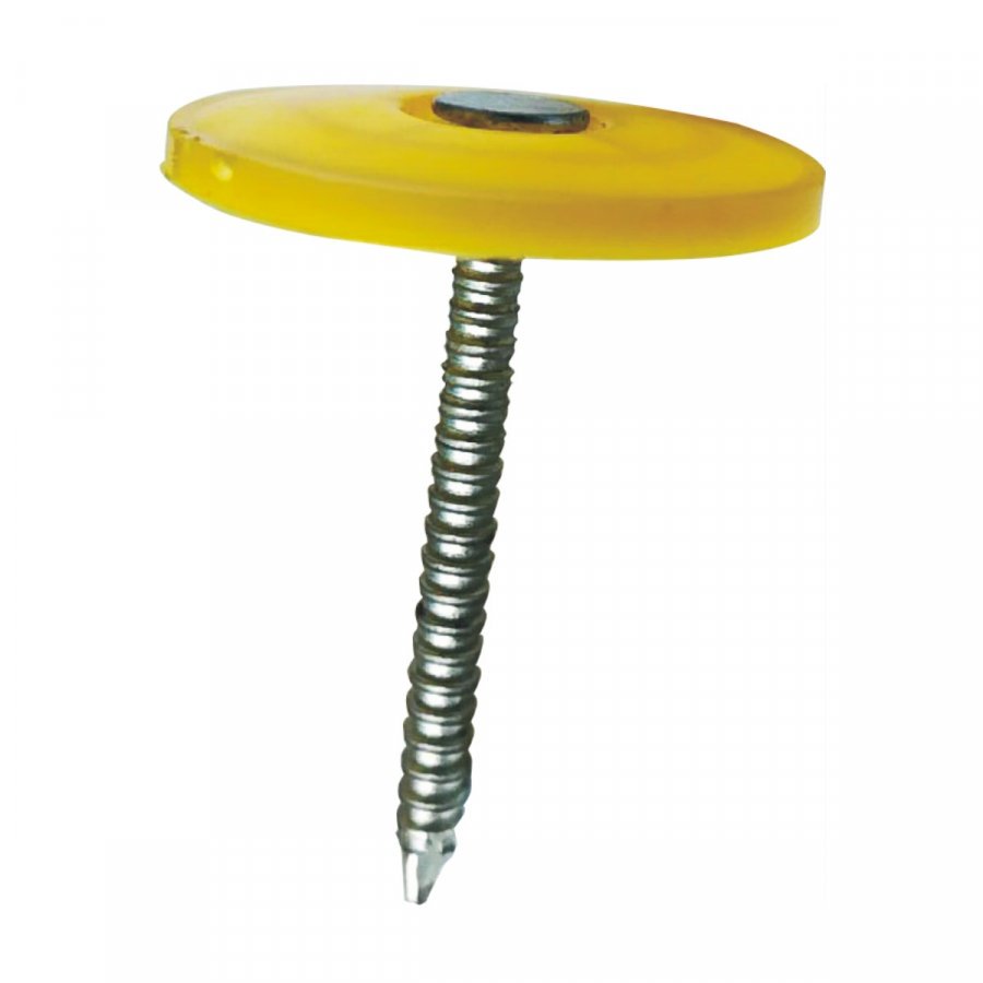 Plastic cap nail, Size12gax11/4", electro galvanized king shank