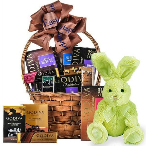 Giftbasket.com Easter Dream Gourmet Chocolate Basket with Bunny, 8 inch
