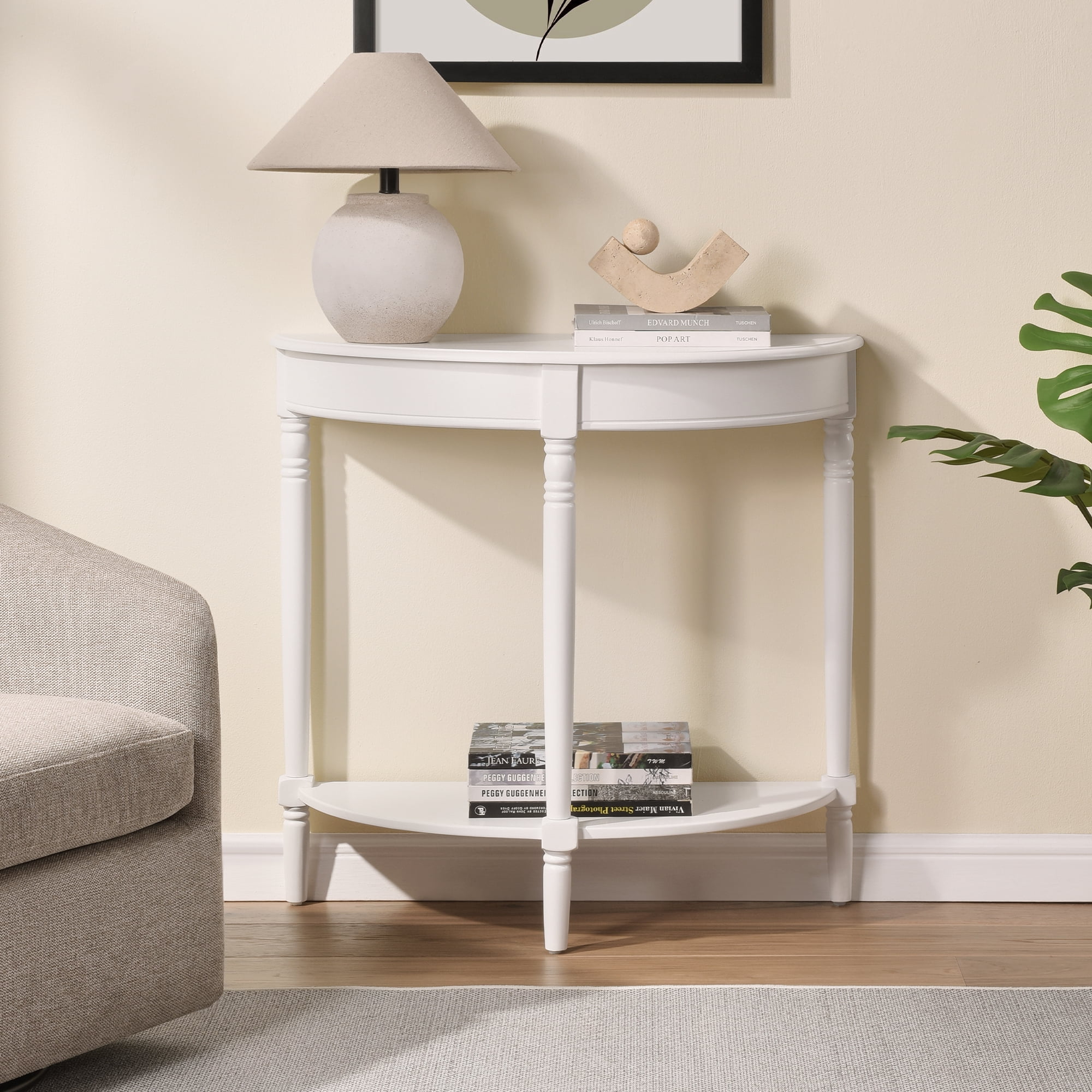 Convenience Concepts French Country Entryway Table in White Wood Finish