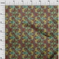 thumbnail image 2 of oneOone Polyester Lycra Fabric Leaves & Floral Block Printed Fabric 1 Yard 56 Inch Wide, 2 of 4