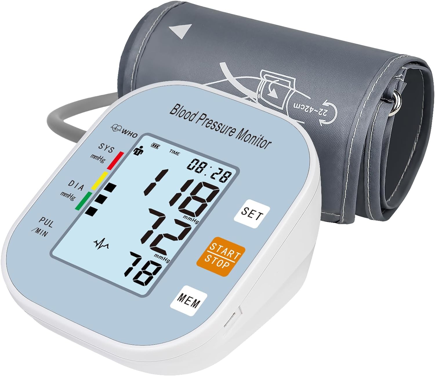 Monitor de presión arterial, máquina de presión automática con pantalla retroiluminada grande, precisa para 2 usuarios con brazalete y bolsa de almacenamiento, azul 3