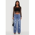 thumbnail image 3 of Womens Fishnet Long Sleeve Solid Crop Top, 3 of 5