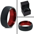 thumbnail image 3 of P. Manoukian Tungsten Wedding Band Ring 8mm for Men Women Red Black Domed Brushed Polished Lifetime Guarantee Size 7, 3 of 3
