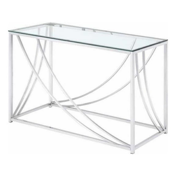 Lille Glass Top Entryway Console Table Accents Chrome