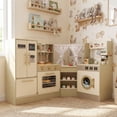 thumbnail image 4 of Gymax Kids Corner Play Kitchen w/Faucet Dishwasher Stoves Coffee Machine Refrigerator, 4 of 10