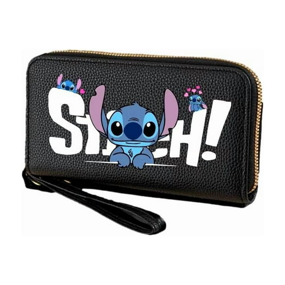 Stitch Cartoon Character with Name Zip Around Clutch Wallet