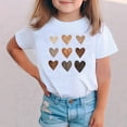 thumbnail image 2 of Tfken Summer Girls Tshirts Heart Print Crew Neck Short Sleeve Tops Fashion Casual Toddler Soft Tops White Size 3-4 Years, 2 of 6