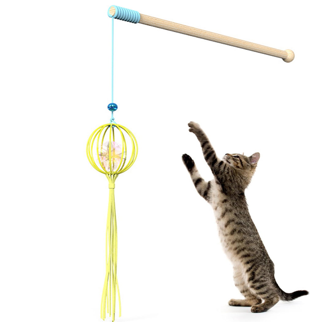 CAT TOY TAIL TEASER TOY WITH BELL MINI WAND 