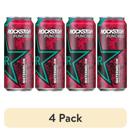 (4 pack) Rockstar Punched Watermelon Energy Drink, 16 fl oz, 1 Count Can