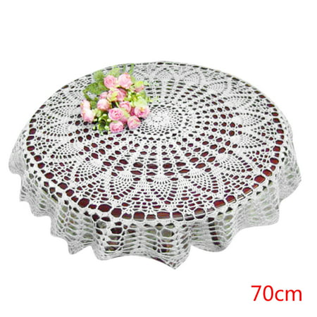 Fashionhome Lace Tablecloth White Beige, Round Lace Table Cover