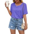 thumbnail image 4 of Camiseta de mujer de manga corta con cuello redondo Sexy Hollow Summer Loose Top, Azul, XL Noticed AP001234-08, 4 of 7