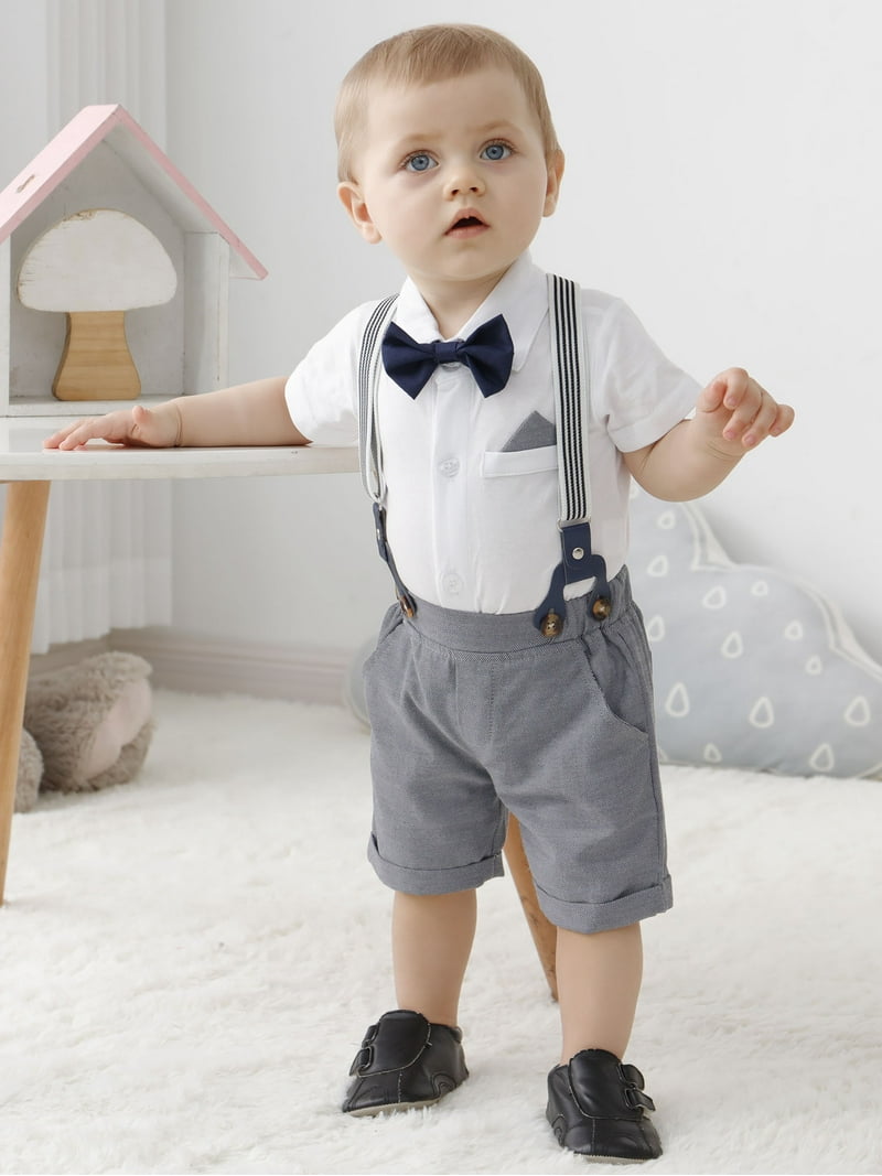 CARETOO Baby Boy Clothes Suit Romper Outfits Suspender Pants