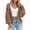 Camel, variant on Women's Chunky Knit Cardigan, Short Oversized Long-Sleeve Sweater with Deep V-Neck, Open Button Front and Solid Color Design